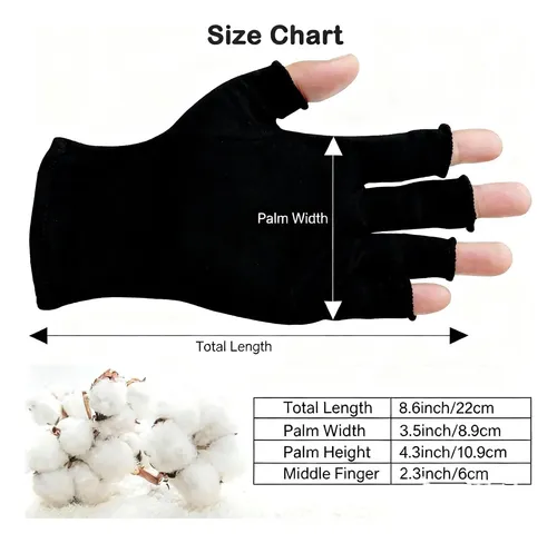 Guantes Algodón Negros Sin Dedos Hidratantes Para Manos Sec