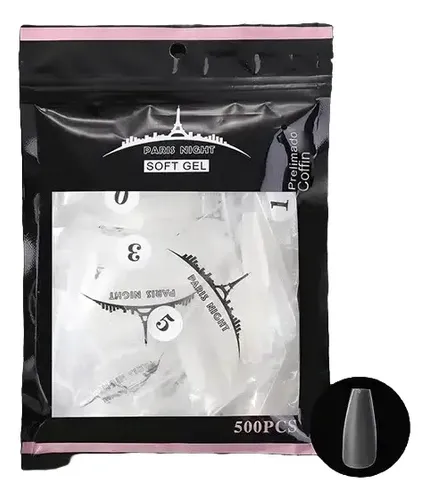 Tips Para Soft Gel Paris Night X500 Coffin Pre Limados