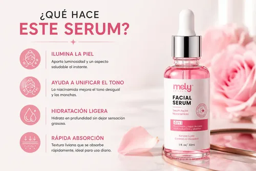 Serum Facial Niacinamida Piel Luminosa 30ml Mely Uso Diario
