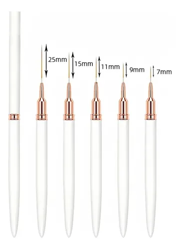 Set 5 Pinceles Finos Para Nail Art Y Líneas De Detalle B052-black