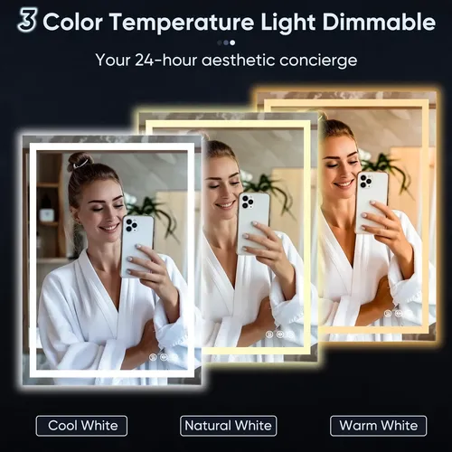 Espejo Led Para Baño Homsion 60×90 Cm Con Luz Frontal Y Tras