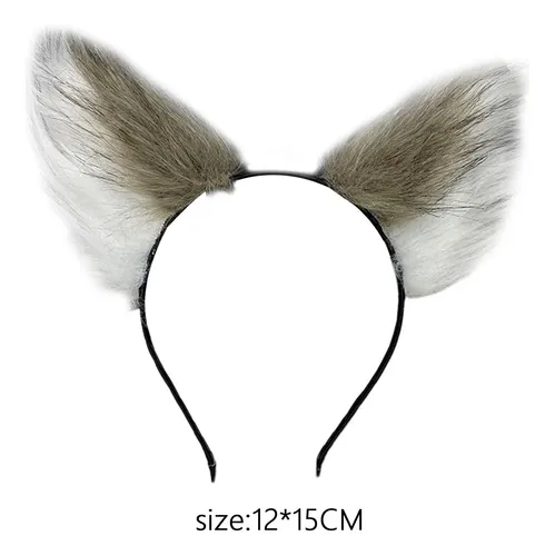 Animal Peludo Gato Zorro Oreja Pelo Aro Moda Café Con Leche