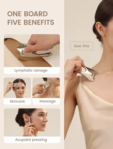 Herramienta Gua Sha Facial De Acero Plata Para Masajes