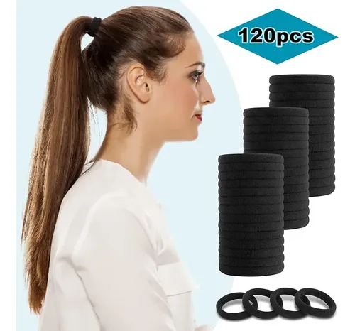 Corbatas De Pelo Negras Para Mujeres Y Niñas, 120 Unidades