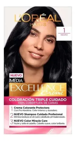 Kit Tintura L’oréal Paris Excellence Creme Tono 1 Negro