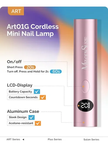 Lámpara Uv Led Recargable Rosa Mini Con Display Lcd