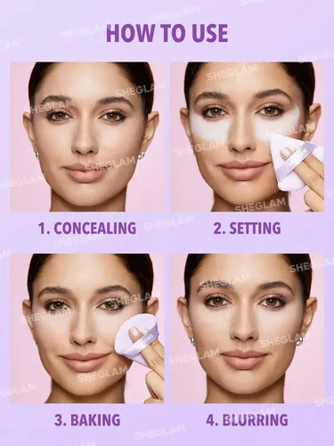 Sheglam Trio Borla Esponja Triangulo Para Polvo Maquillaje Color Púrpura