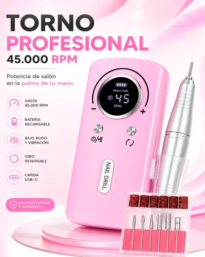 Torno Pulidor Uñas Profesional 45000 Rpm Portátil Manicura