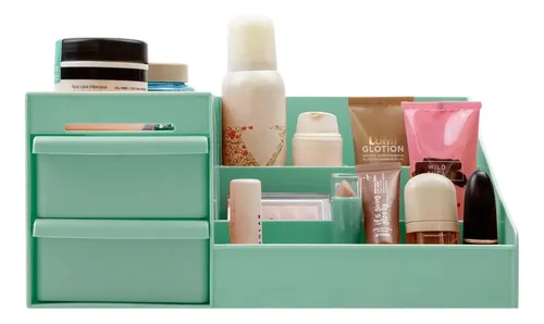 Organizador Maquillaje Cremas Escritorio Cajones . Color Verde