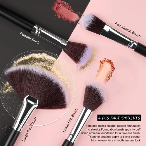 Set 64 Brochas Maquillaje Profesional Solve Mango Rustico