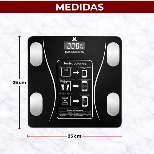 Balanza Digital De Baño Bluetooth Personal 180kg Inteligente