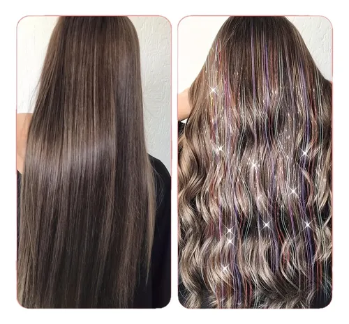 Extensión De Cabello Con Alambre Dorado Láser De 12 Piezas E