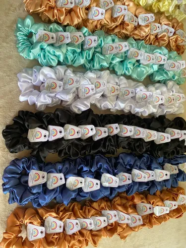 Scrunchies De Saten Pack X100 Mayorista Accesorio Antifrizz
