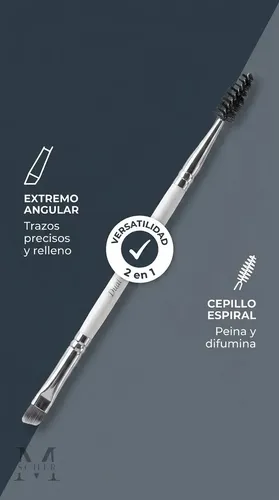 Pincel Para Cejas Doble Profesional Angular + Cepillo Definir Rellenar