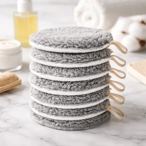 Pad Reutulizable Tela Toalla Lavable Maquillaje Gris X4