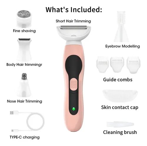 Depiladora Eléctrica 5 En 1 Recargable Para Mujer Pink