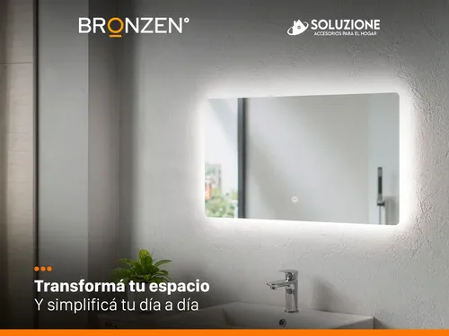 Espejo Luz Led Trasera Horizontal Rectangular 80 X 60 Cm