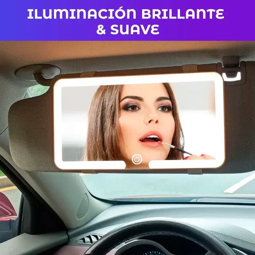 Espejo De Maquillaje De Visera De Coche Con 3 Modos Luz Led