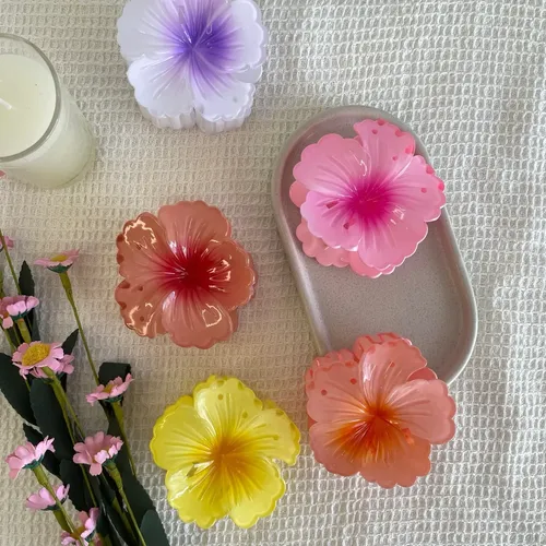 Broche Pelo Flor Hibiscus Hawaiianas  Tendencia Grande