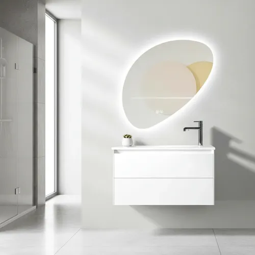 Espejo Led Irregular Diagonal Para Baño Boton Tactil y Antiempañe Gloa