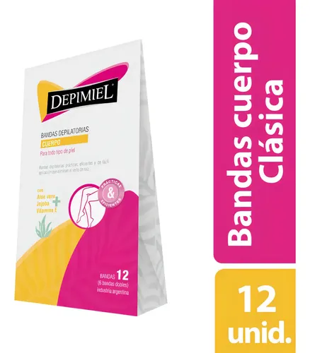 Bandas Depilatorias Depimiel Para Cuerpo con Aloe Vera y Vitamina E (Pack de 12)