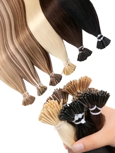 Extensiones I Tips Mechas De Cabello Natural 50cm X 20 Unid Color Castaño