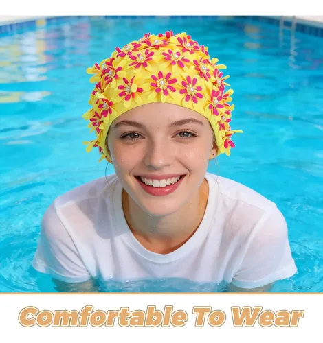 Gorro De Baño Floral Para Mujer – Vintage Flower Petal Swimm