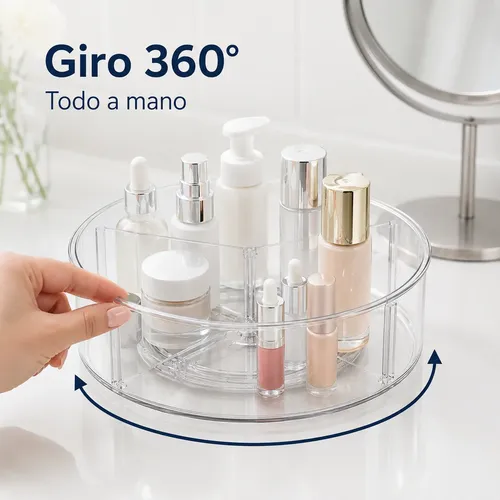 Bandeja Giratoria Transparente 30 Cm Con 4 Divisiones