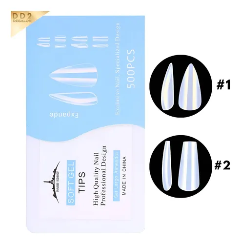 Tips Soft Gel / Pess On Nails Paris Night Set Largo 500pcs