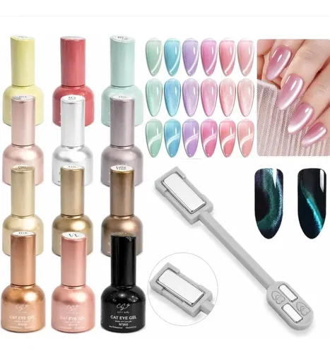 Kit X4 Esmaltes Cat Eye City Girl Con Imán Magnético Uv Led