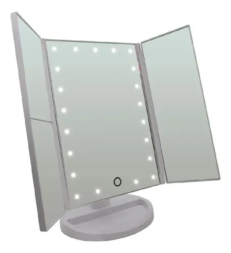 Espejo Tríptico Para Maquillaje Con Luz Led Y Aumento Usb !