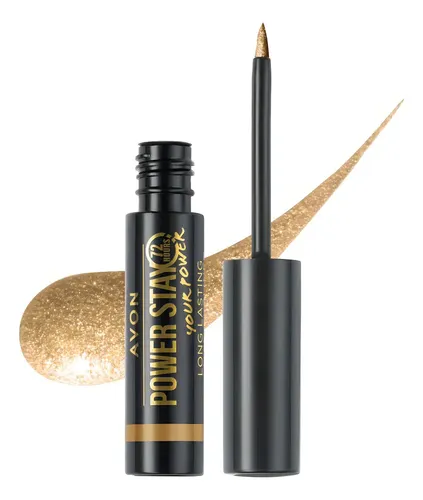 Avon Power Stay Delineador Líquido Para Ojos Larga Duración Color Goldrush Efecto Metálico