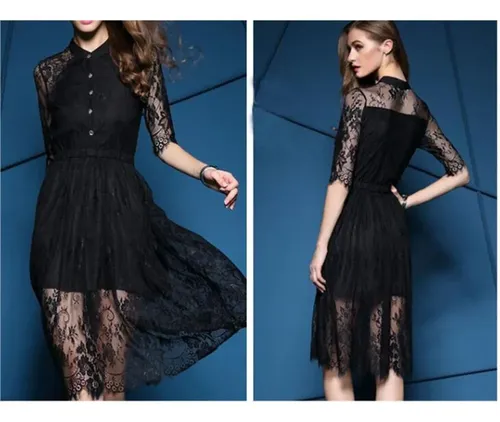 Vestido De Novia Negro De Tela De Encaje Para Pestañas, Enca