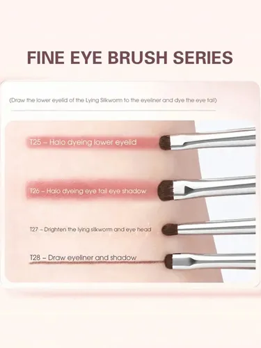 Set 4 Pinceles Para Ojos Delineador Y Difuminador Negro