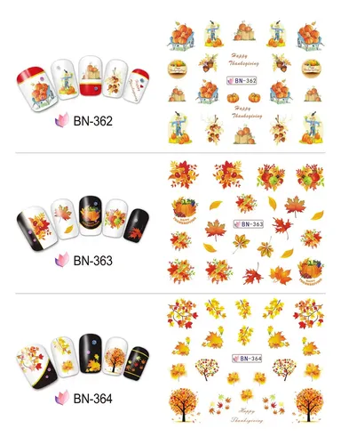 Adhesivos Para Uñas Bfy Thanksgiving Fall Water Transfer, 12