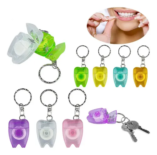 + Mini Llavero De Hilo Dental De 15 Metros, 50 Unidades –