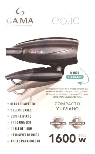 Secador De Pelo Gama Eolic 1600w Con Mango Plegable