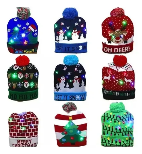 Lanjing Y Lote 9 Gorro De Navidad Con Luz Led Regalo