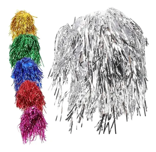 5 Pelucas Metalizadas Varios Colores Cotillón Carioca