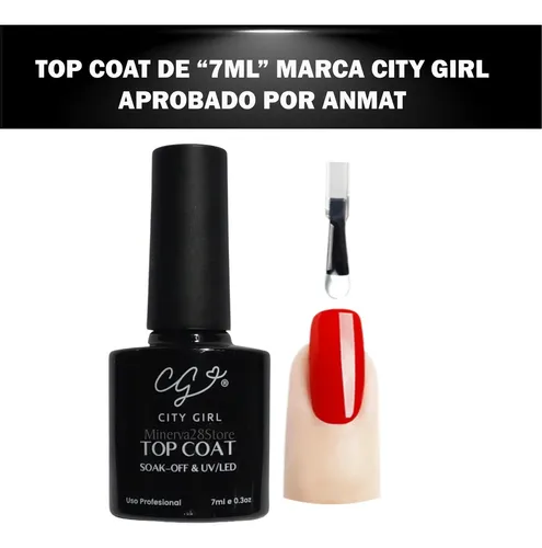 Top Coat Marca City Girl De 7ml. Transparente Uv/led