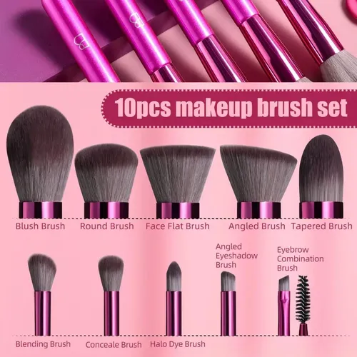 Kit De Brochas Maquillajes 30piezas Skincare Esponja Bs Mall Color Rosa