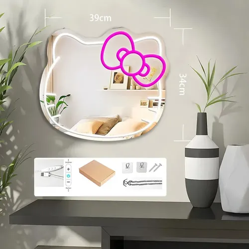 Espejo Hello Kitty Con Luz Led Maquillaje Ajustable Kawaii