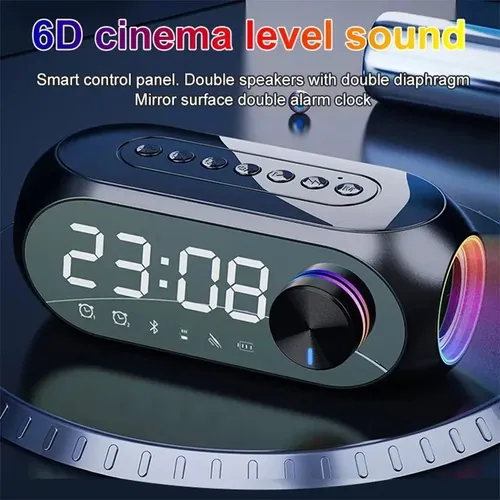 Altavoz Despertador Bluetooth Con Radio Fm, Mp3, Pantalla De Espejo Portátil, Doble Alarma