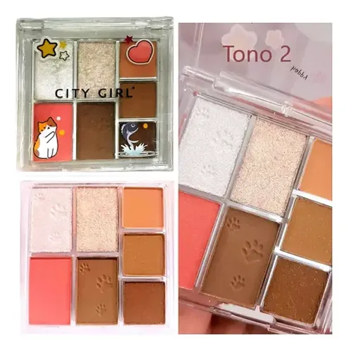 Paleta 9 Sombras City Girl Gatitos Estilo Coreana Asiatica