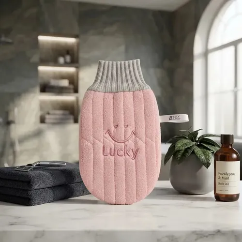 Guantes De Baño Carita Feliz Rosa