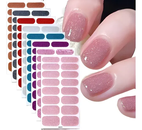 8 Pegatinas De Uñas Completas Con Tiras De Pulido, .