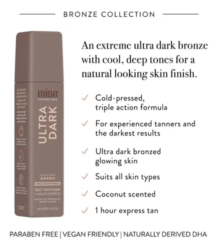 Espuma Autobronceadora Ultra Oscura Minetan, 6.7 Onzas Líqui