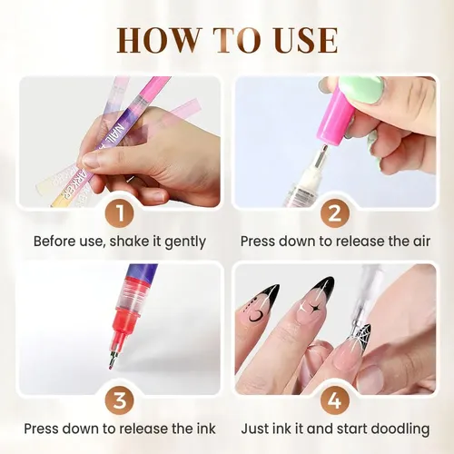 Nail Art Pens Set, Nail Art Markers Doodle Pen For Kids