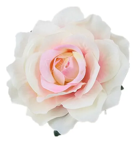 (bp) Broche Floral De Tela Con Clip Rosa Para El Pelo