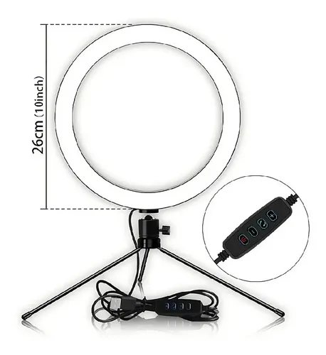 Aro de Luz LED Jessamy E160 26cm para Fotografía y Videos Luz Cálida